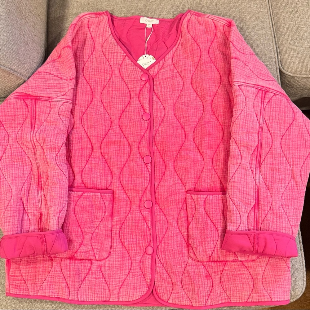ODDY Vibrant Pink Quilted Jacket